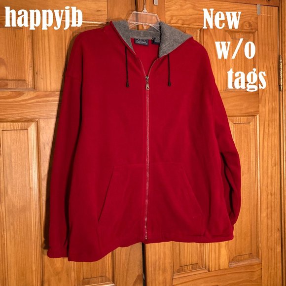 NWOT Vintage Basic Editions Heavyweight Hooded Fleece Jacket Coat Men's L - Picture 2 of 11